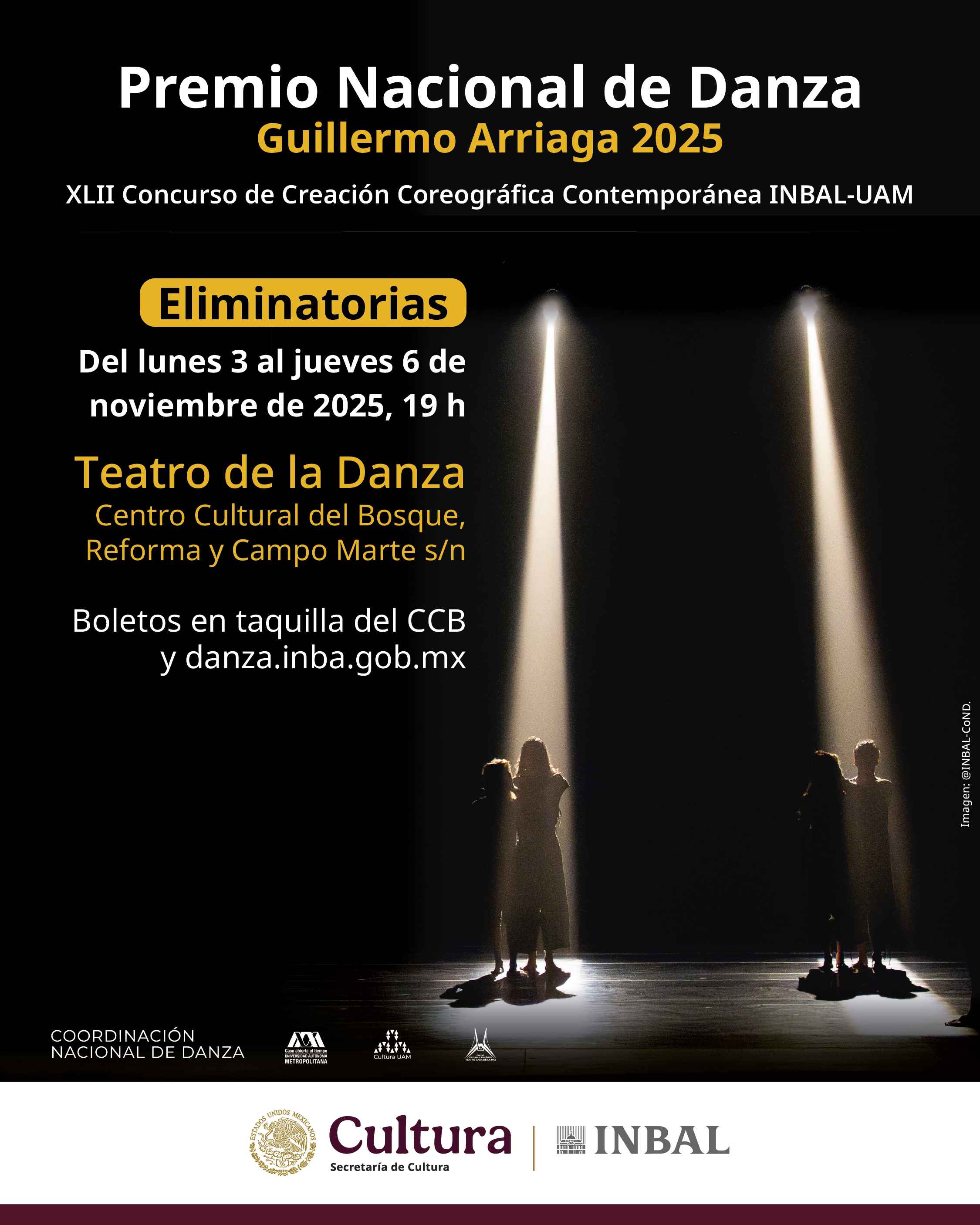 ELIMINATORIAS DEL PREMIO NACIONAL DE DANZA GUILLERMO ARRIAGA, XLII CONCURSO DE CREACIÓN COREOGRÁFICA CONTEMPORÁNEA INBAL-UAM